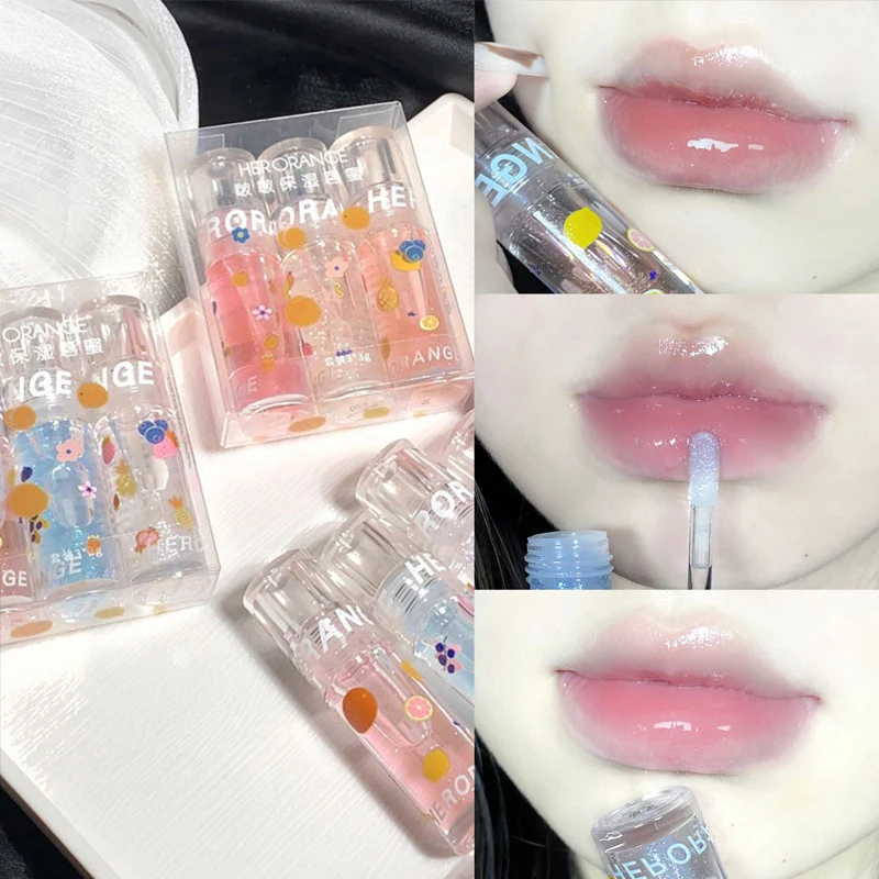 1PC Fruit Moisturizing Lip Gloss Transparent Lip Oil Water-light Mirror Glass Lip Glaze Lip Oil