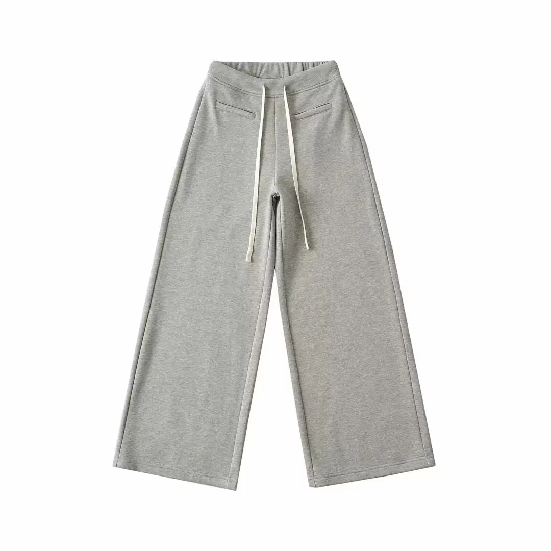 Retro American Fce Lined Drapey Wide Leg Pants Women's Autumn Winter Small Size Long Casual Sports Sweatpants