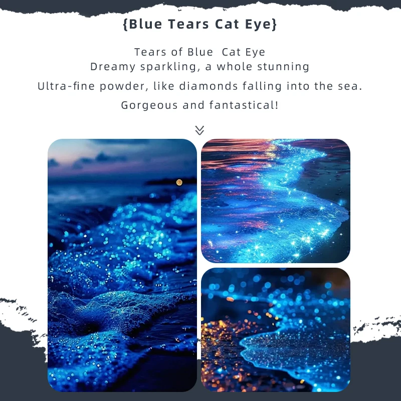 PERPECT COLOR Blue Tears Cat Eye Series, 3 Colors 1pc/3g Unique Blue Color And Magnetic Powder, Gives A Dreamy, Romantic Feeling