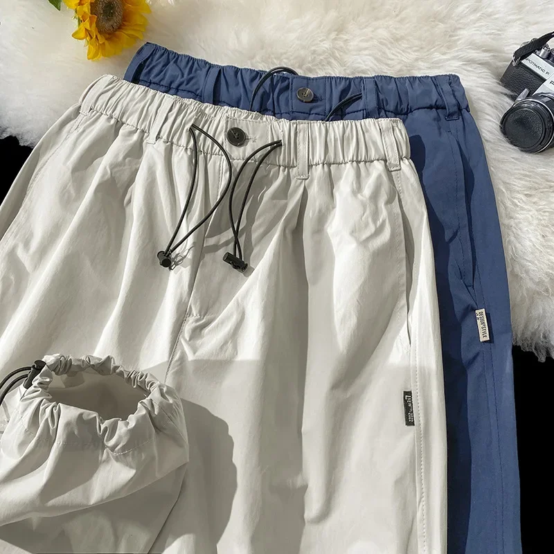 Pantaloni casual sottili estivi da uomo Pantaloni dritti slim in seta di ghiaccio ad asciugatura rapida Pantaloni larghi a gamba larga stile coreano Harajuku Pantaloni Y2k