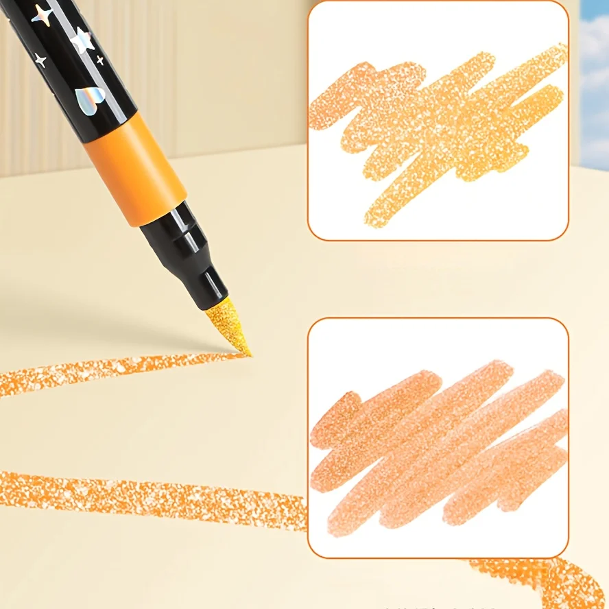 60/48/36/24/12 farbiges Glitzer-Marker-Set – wasserbasierte Acryl-Glitzer-Stifte für Studenten, Kunst, Scrapbooking und Schreibwaren – Detail 6