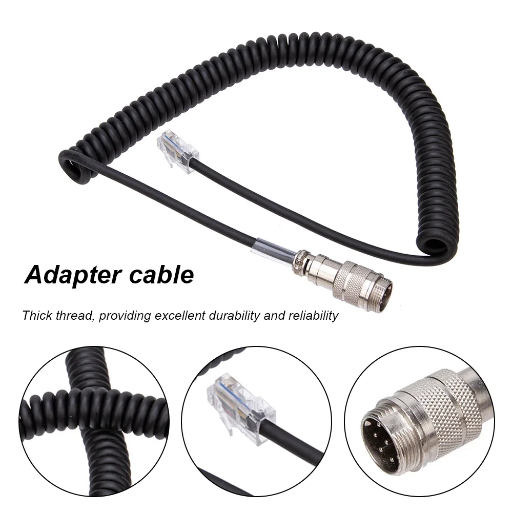 Yaesu 8 Pin to RJ45 Speaker Modular Microphone Adapter Cable Spring Spiral Aviation Connector Cable for FT450D/FT897D/FT991/FT8