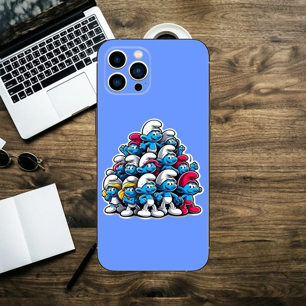 Movie Anime The S-Smurfs Phone Case For iPhone 15,14,13,12,11,XS,XR,X,8,7,Pro,Max,Plus,mini Silicone Black Cover