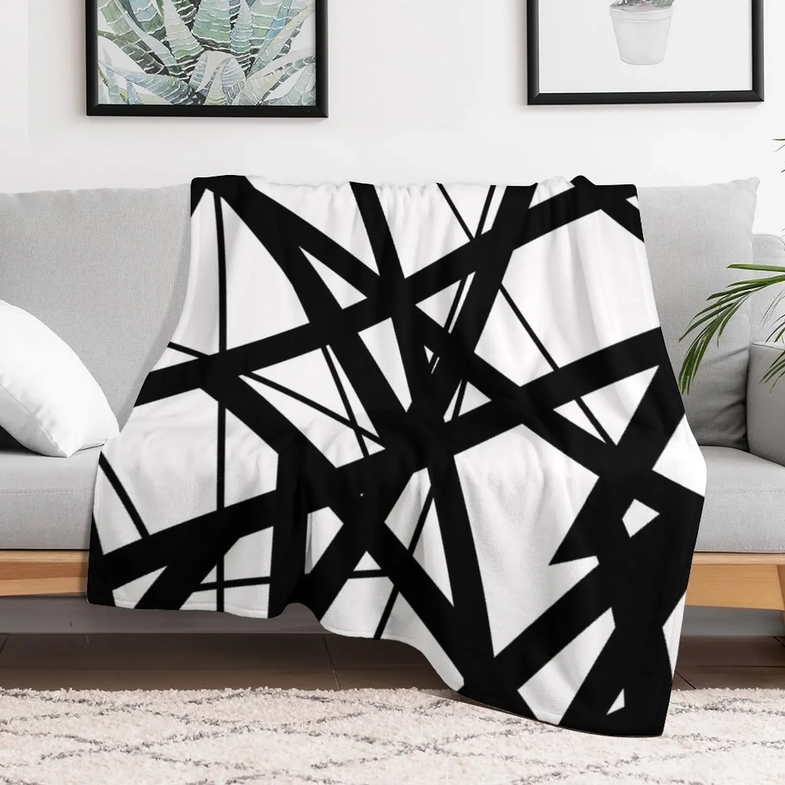 EVH: authentic Black & White Stripes design (pure white) Throw Blanket Modern Design Soft Blanket for Home Decor