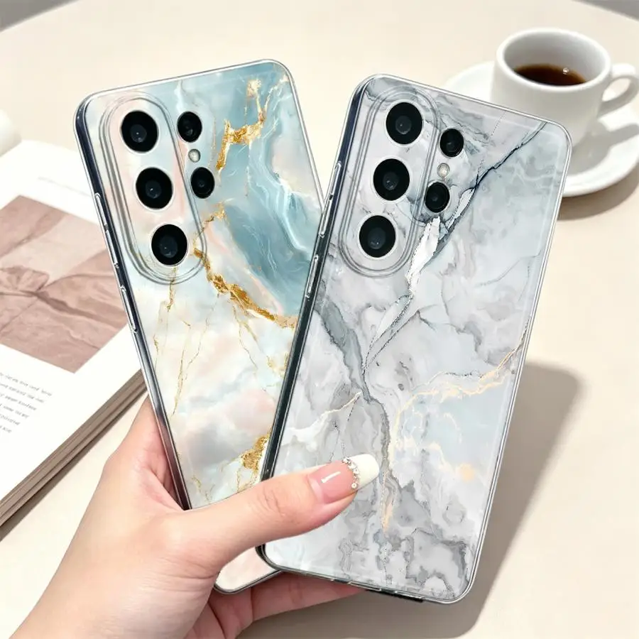 Case for Samsung Galaxy S26 S20 Plus S23 Ultra Note 20 Ultra 10 S21 S25 Edge S24 S22 FE Phone Cover Marble Gold
