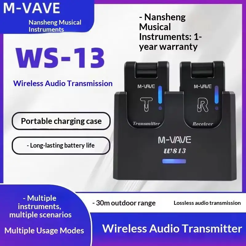 M Vave Wireless Guitar Transmitter Receiver 5 8g Audio Transmission System WS13 With Portable Charging Case For Musical