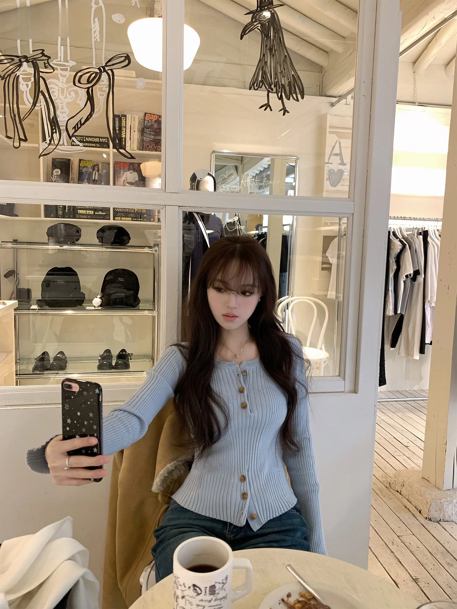 

Neurcz Women's Slim Fit Knitwear Woolen Stripe Pattern Button Waist Cinched Sweater Spring Fashionable New Style Top