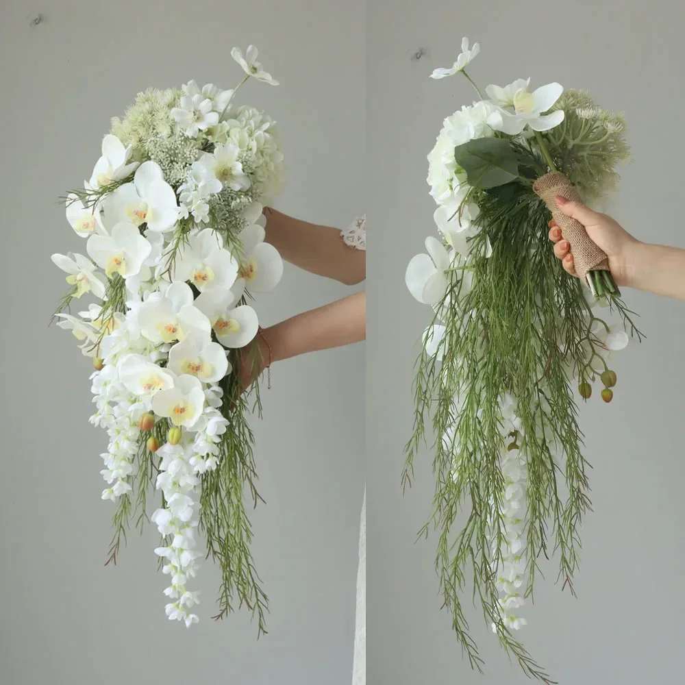 

bouquet finished product custom Phalaenopsis wedding photo props high-grade plastic waterfall fake bouquet