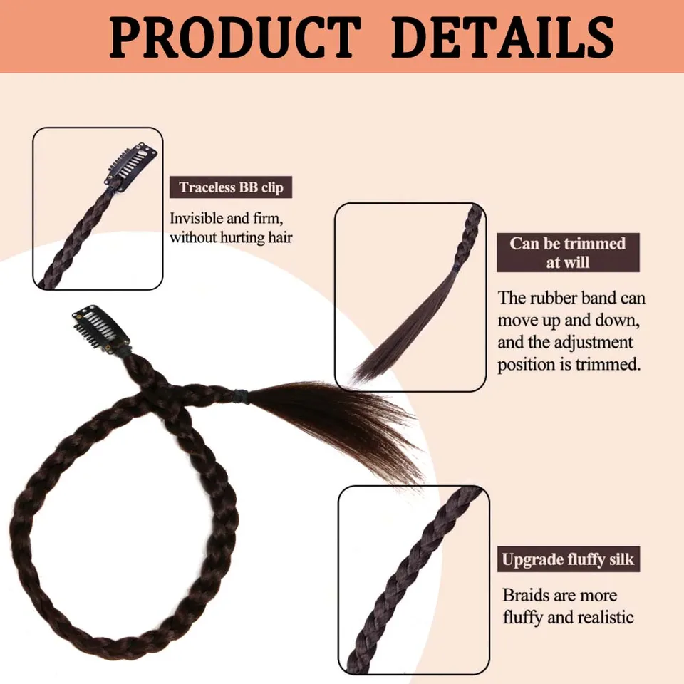 2 piezas de extensión de trenzas caja de 18 pulgadas, clip, estilo boho, fibra de alta temperatura para fiestas y K-POP 4