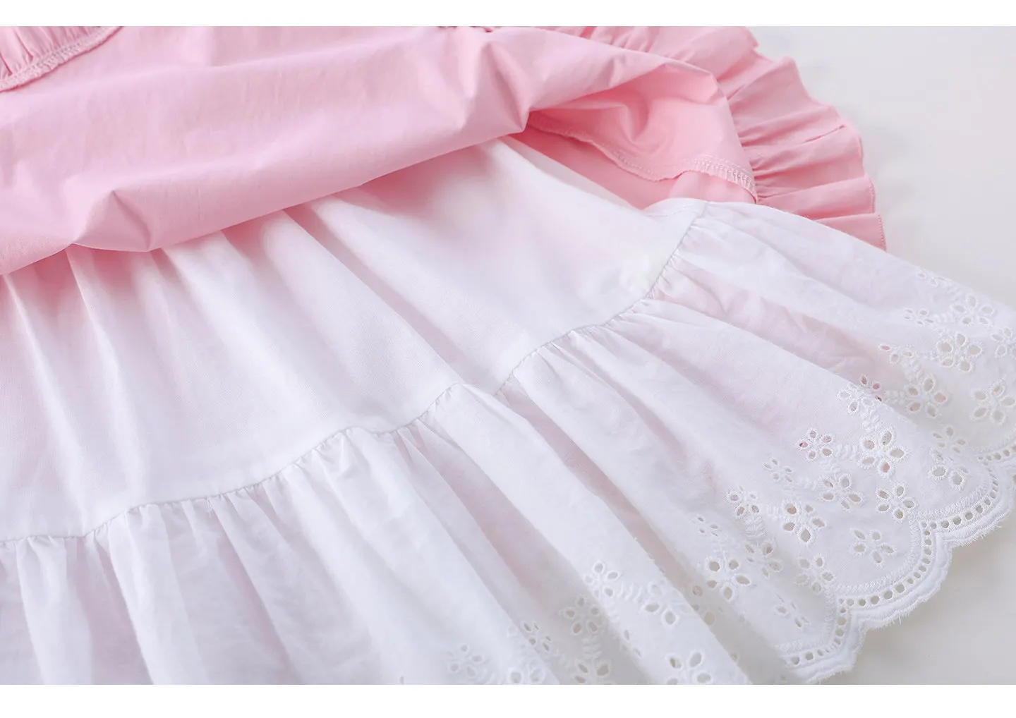 Süßes Kleinkind-Mädchen Rosa Lolita Sommerkleid mit Spitze, Schleife und Rüschen, Mehrlagiges Kleid für Alltag, Urlaub und Fotografie – Detail 23