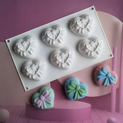 Heart Silicone Mold For Soap Making Supplies Bow Mousse Cake Decoration Tools Chocolate Crayon Candle Ice Cube Kitchen Bakeware