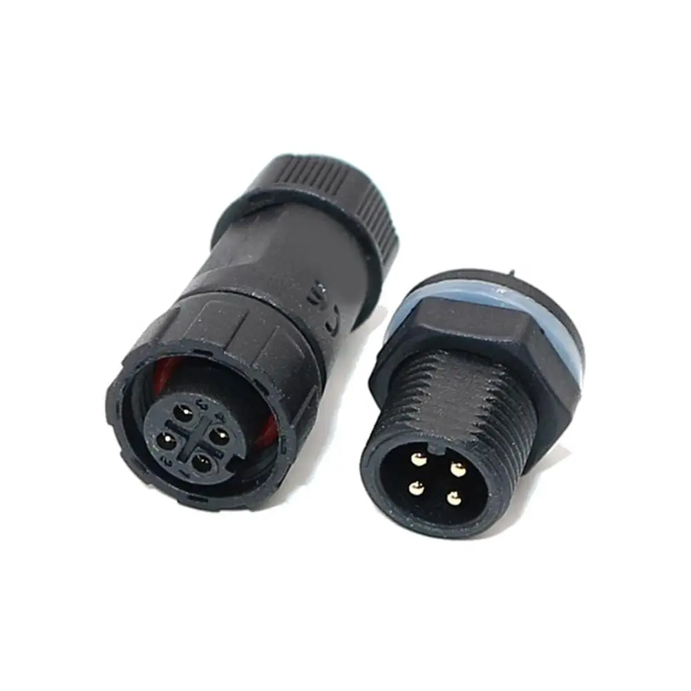 M12 4 Pin Waterproof Connector Panel Mount Front Fastened Solder Type Cable Sensor Nylon PA66 Material IP68