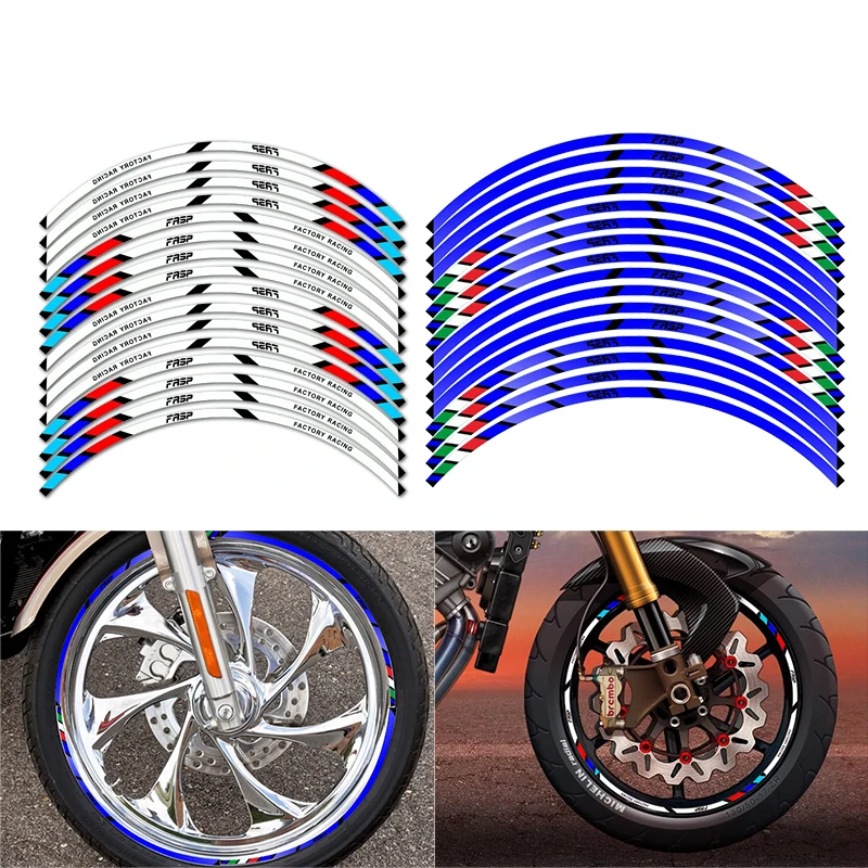 

16Pcs 17"18" Wheel Sticker Motorcycle Car Reflective Rim Stripe Stickers Tape Universal Bicycle Motorbike Decals For Honda