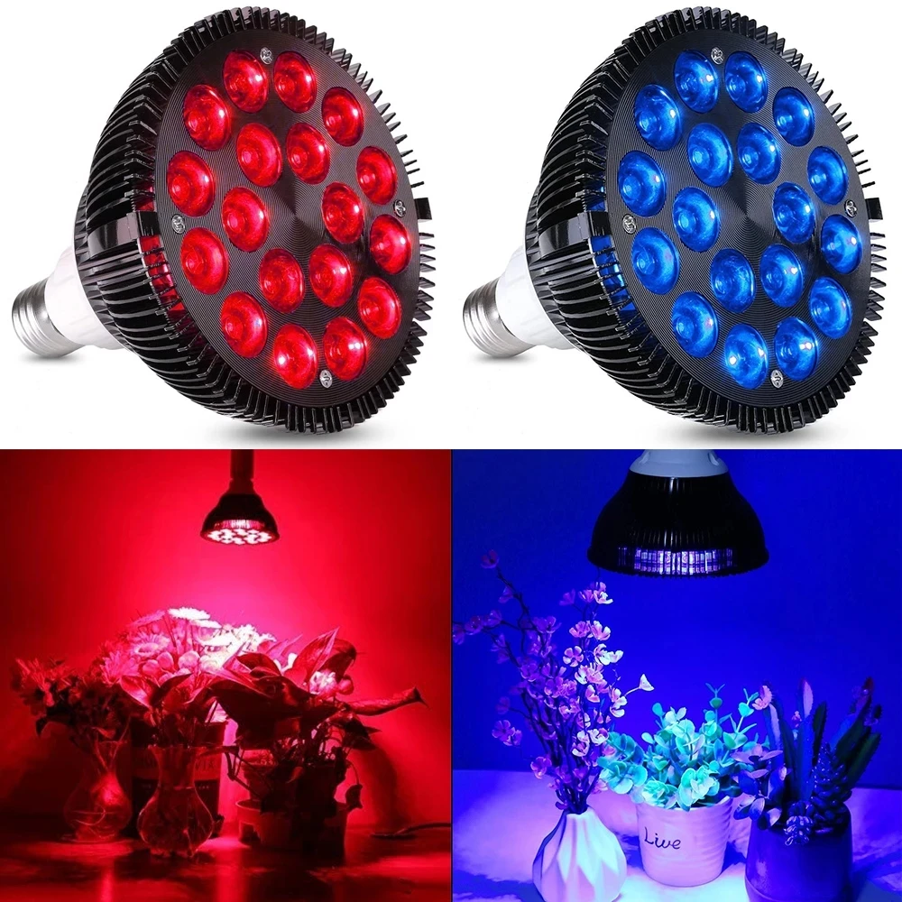 Luz LED para acuario, iluminación para mascotas, Bombilla para pecera, planta, 54W, agua salada, Arrecife de coral marino, algas de sumidero, E27