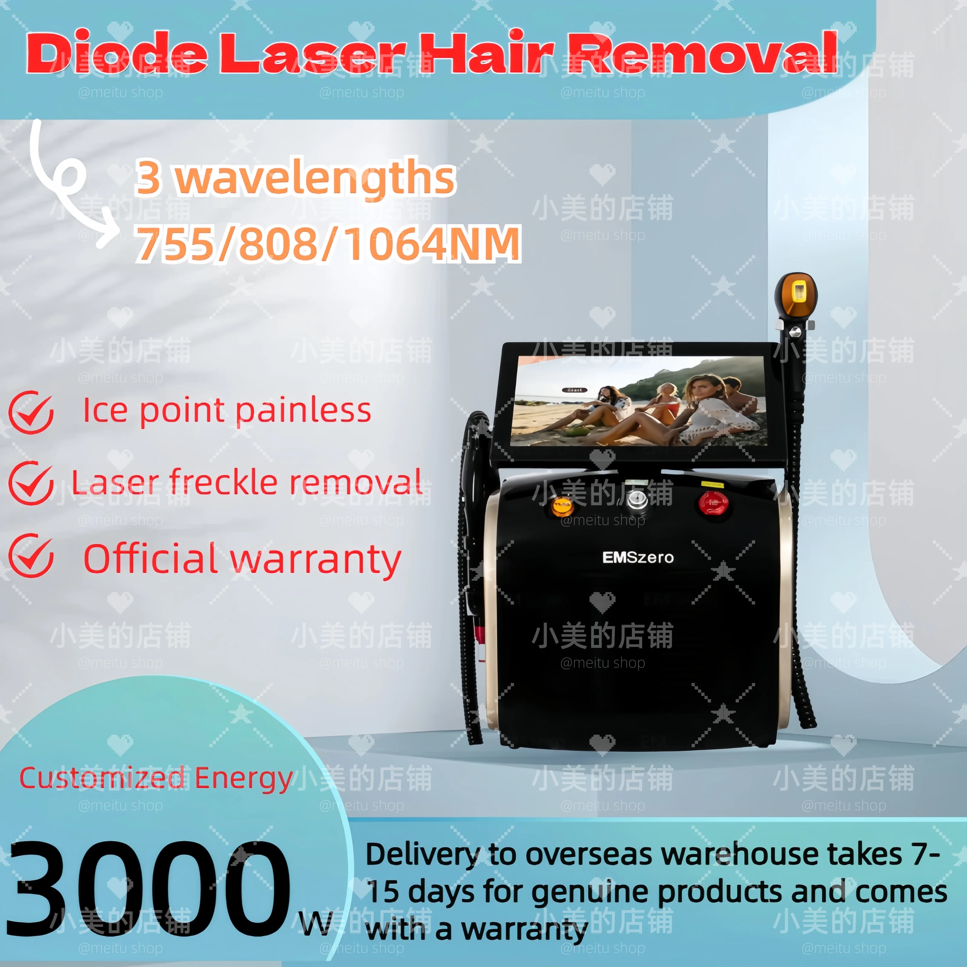 2025 Latest professional diode laser hair removal machine 808nm three wavelength 3500W cooling system hair removal machine