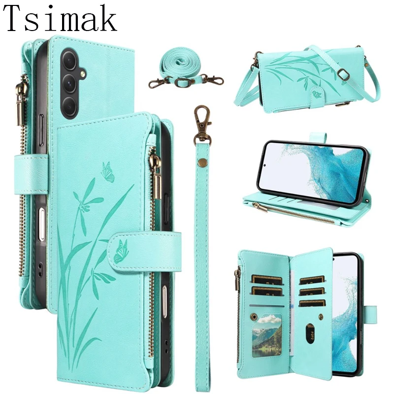 Wallet Case For Samsung Galaxy A54 A34 A24 A14 A13 A23 A33 A53 A73 A12 A22 A32 A52S A52 A72 4G 5G Flip Leather Bag Phone Cover