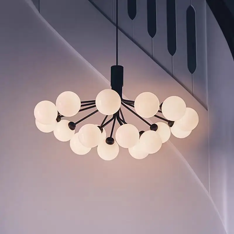 Chandelier Nordic White Glass Ball Magic Bean Lamp LED Gold Black Molecular Lamp For Kitchen Cafe Hanging Dinning Lights