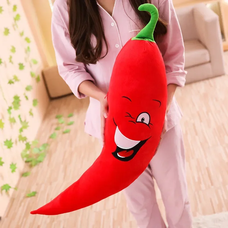 80-100Cm Hete Peper Grappig Gezicht Chili Creatief Kussen Pluche Fruit Groenten Voedsel Anti-Stress Zacht Meisje Kinderen Speelgoed Cadeau