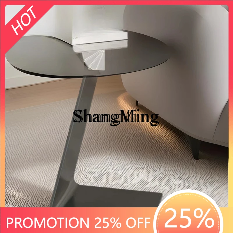 

SM new model modern simple rock slab edge few light luxury sofa round small apartment edge few stainless steel furniture