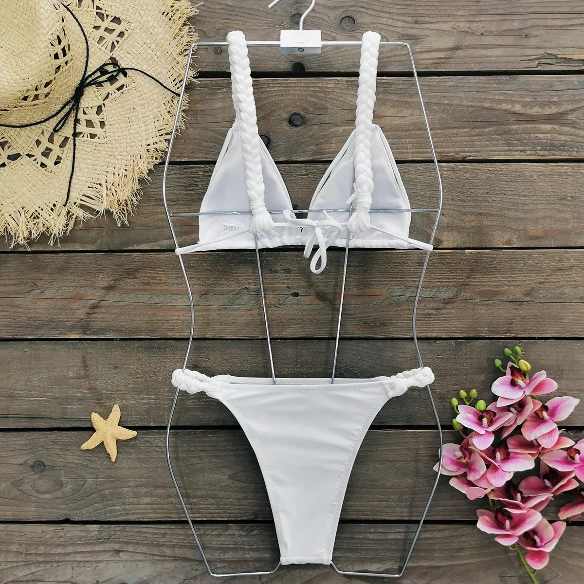 2024 Sexy Braide Micro Bikini Set Swimsuit Strap Biquini Women Swimwear Bathing Suit New Color Match Holiday Beachwear Female
