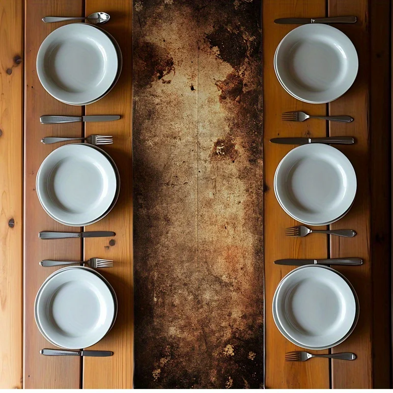 Rustic Distressed Table Runner 2D Flat Print Vintage Decor Dining Room Table Runner Charming Functional Timeless Lively Stylish