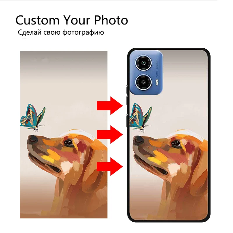 Customized DIY Photo Text Phone Cases For Motorola Moto G34 G04 G62 G04s G55 G35 5G E14 Black Cover Custom Picture Name Design