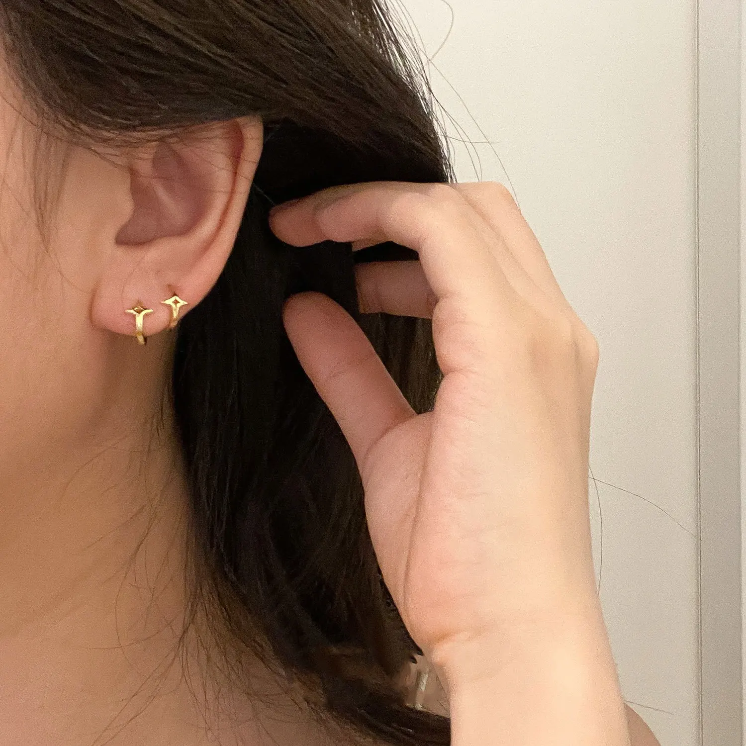 HI MAN 925 Sterling Silver Korean Creative Hollow Star Stud Earrings Women Personality Retro Banquet Jewelry Accessories
