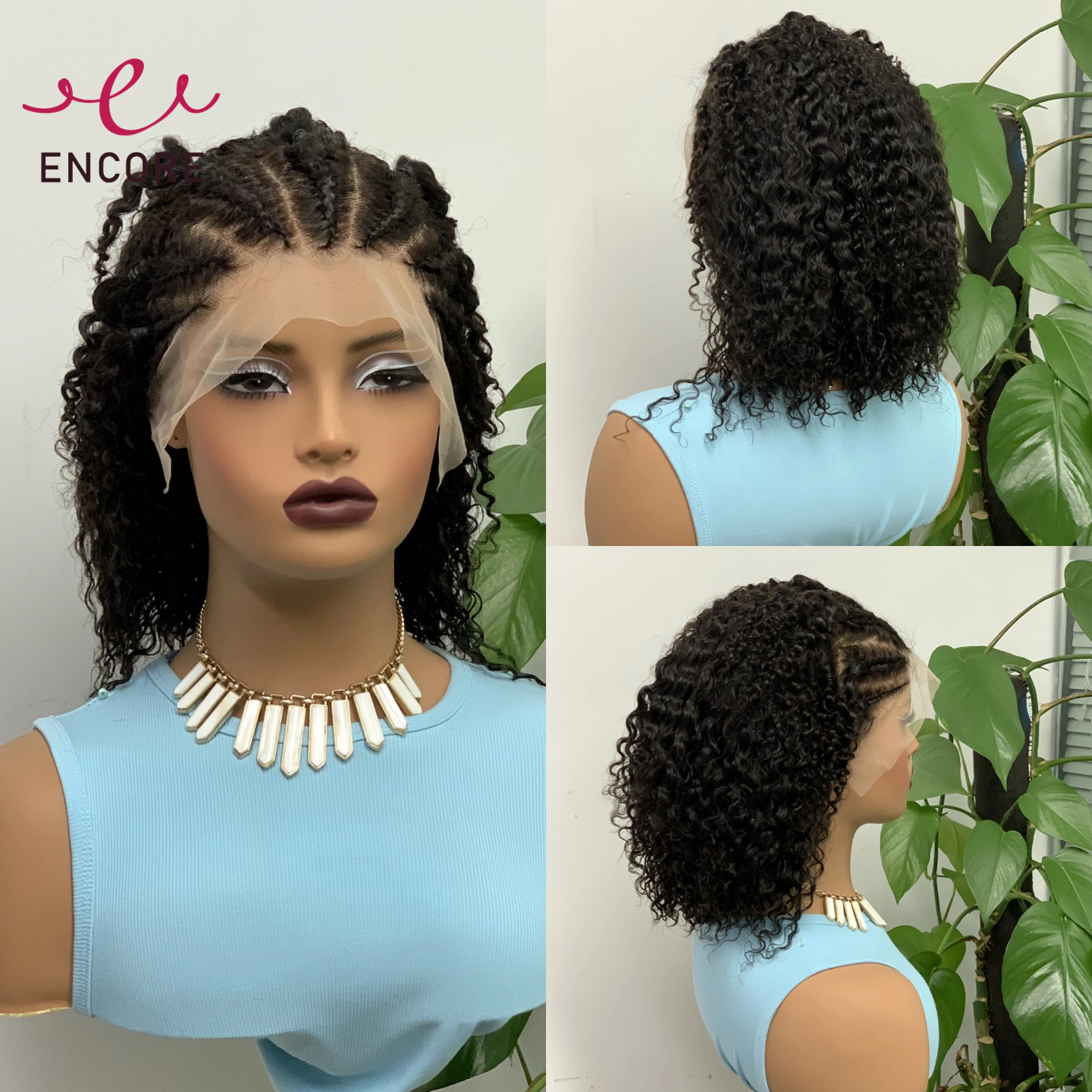 10-16 Inch 220% Density 13x4 Lace Frontal Wigs Natural Brazilian Remy Human Hair Braided Wigs Jerry Curly Cornrow Braids Wigs