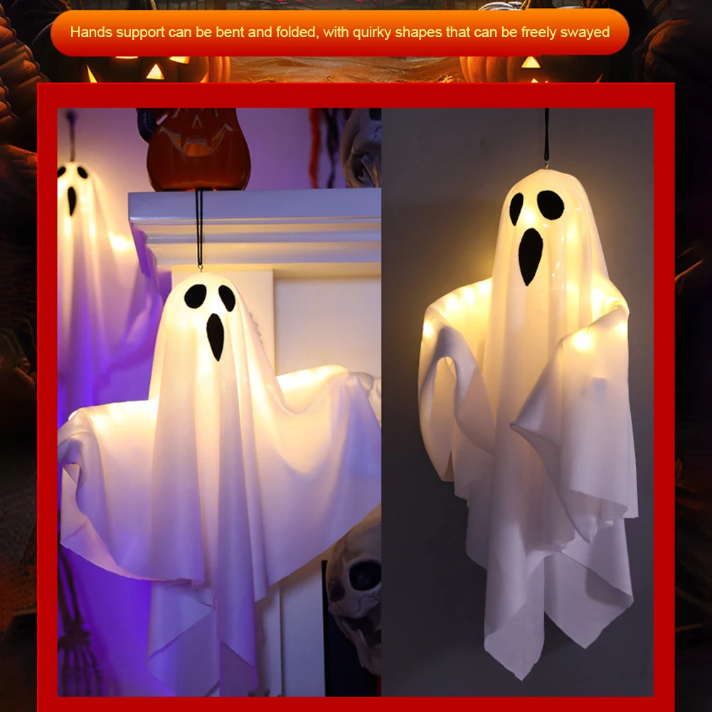 Halloween Party LED Glow Ghost Home Indoor Outdoor Decoration Supplies 2024 Haunted House Bar Hanging Horror Props with Lights