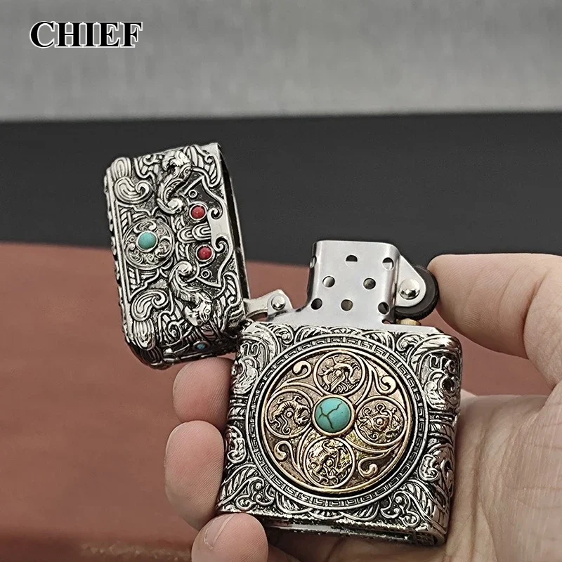 

CHIEF поворотный стол, декомпрессионный шлифовальный круг, керосиновая зажигалка, доспехи, творческая личность, зажигалка для сигарет, мужские подарки, оптовая продажа