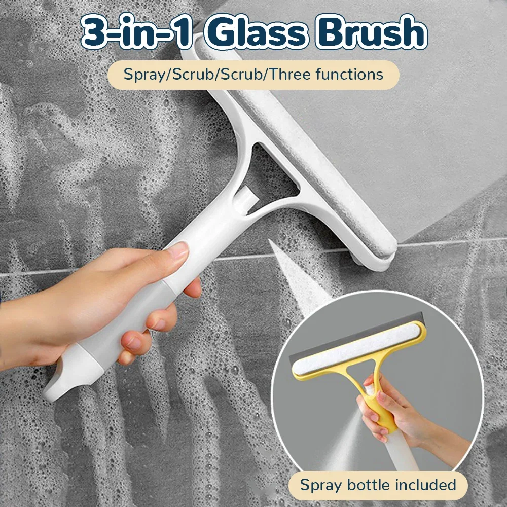 3 In 1 Glass Cleaning with Spray Bottle Wipe Shower Screen Clean Window Cleaning Tool Multi-Purpose Door Car Windshield Cleaner