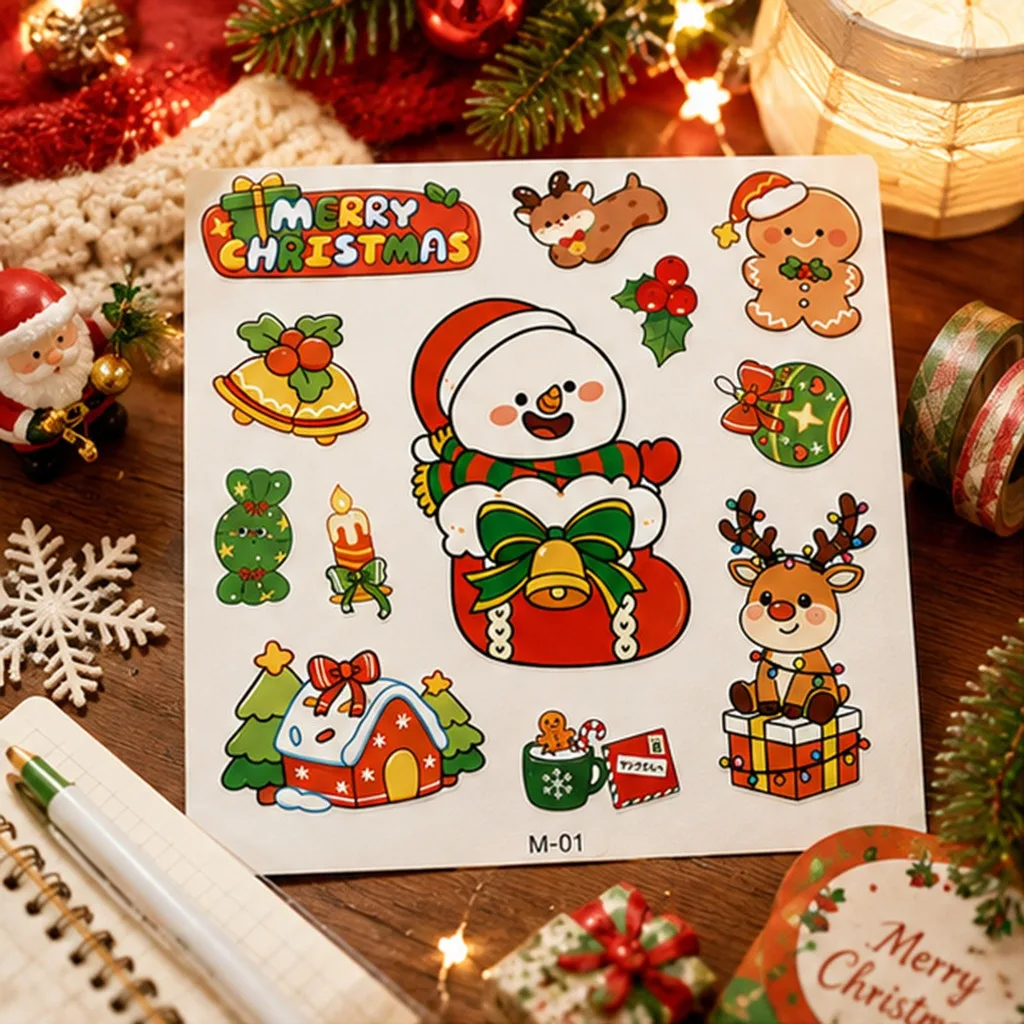 Self Adhesive Christmas Stickers Classic Reindeer Stickers Santa Claus Stickers Lively For Children'S Manual Creation Christmas