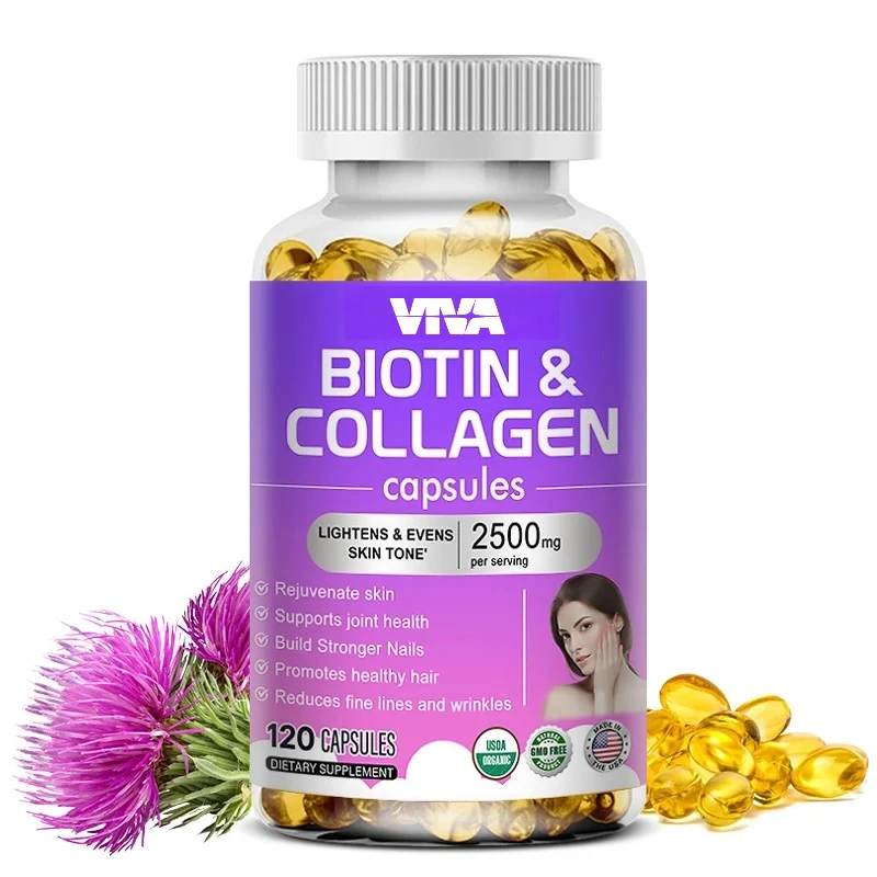 Antioxidant Supplements,Support Skin,Hair,Joints,Promotes Calcium Absorption,Immune System Health-Collagen & Biotin Capsules