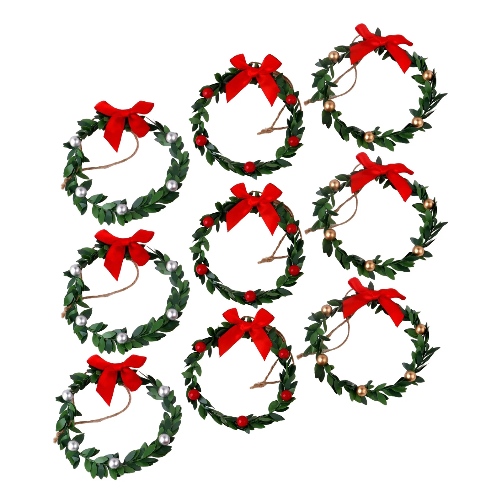 

9Pcs Handmade Mini Wreaths Christmas Holiday Decor Small Artificial Flower Wreaths for Kitchen Cabinet Window Door Wall Use