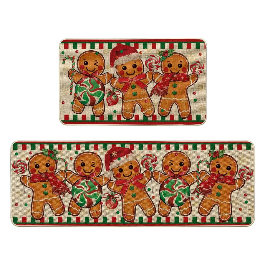 

Рождественские пряничные конфеты, кухонные коврики, декор, коридор, балконные коврики, коврик для спальни, противоскользящий коврик для ног, рождественский декор