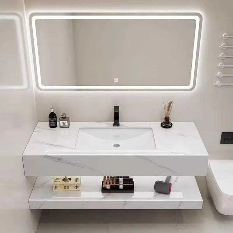 

Modern Bathroom Cabinet Storage Bathroom Sinks Single Sink Bathroom Vanity With Smart Mirror Suitable for Hotel Apartments