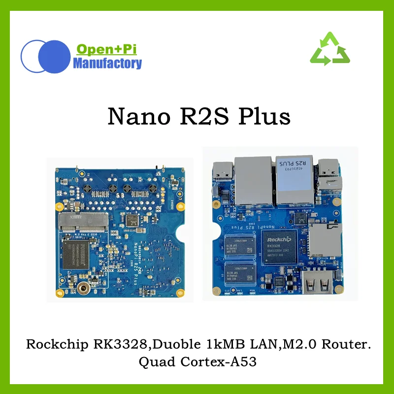 Select+Pi Nano R2S PLUS Development Board 1GB RAM&32G eMMc,Duoble 1kMB LAN,M2.0 Router Rockchip RK3328,Quad Cortex-A53