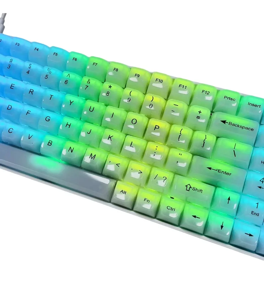 White marble 115MDA high-value DIY keycaps a full set of high-quality transparent keycaps light-transmitting side engraving