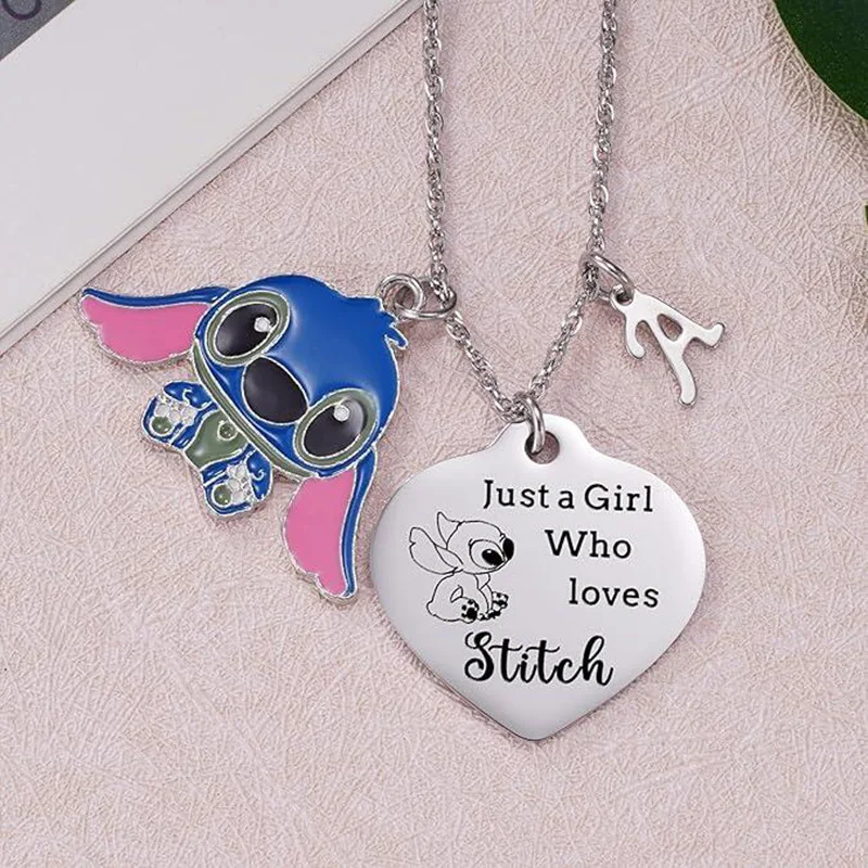 Lilo & Stitch Cartoon Metal Necklace Pendant Necklaces Characters Kids Gifts for Women Jewelry Children's Necklace Toy