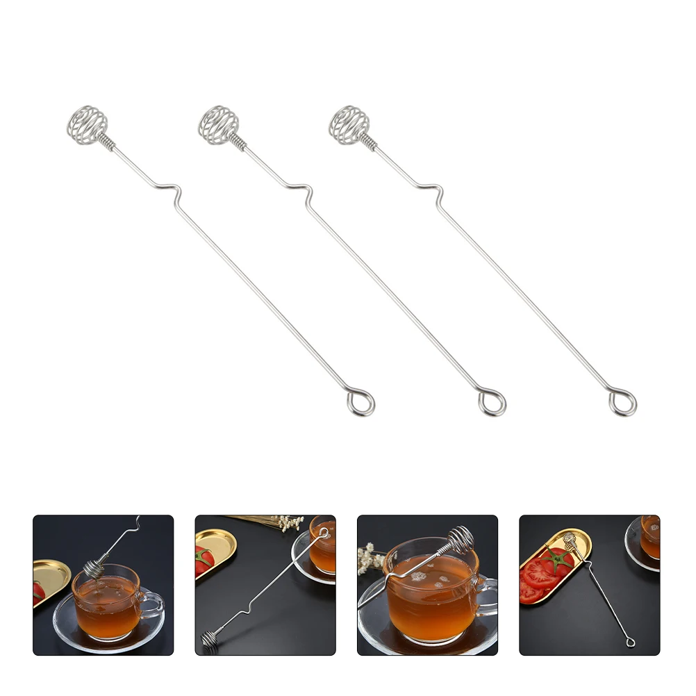 

3Pcs Stainless Steel Honey Stirring Tool Long Handle for Juice Egg Syrup Restaurant Hotel Use 128 Stirring Bar