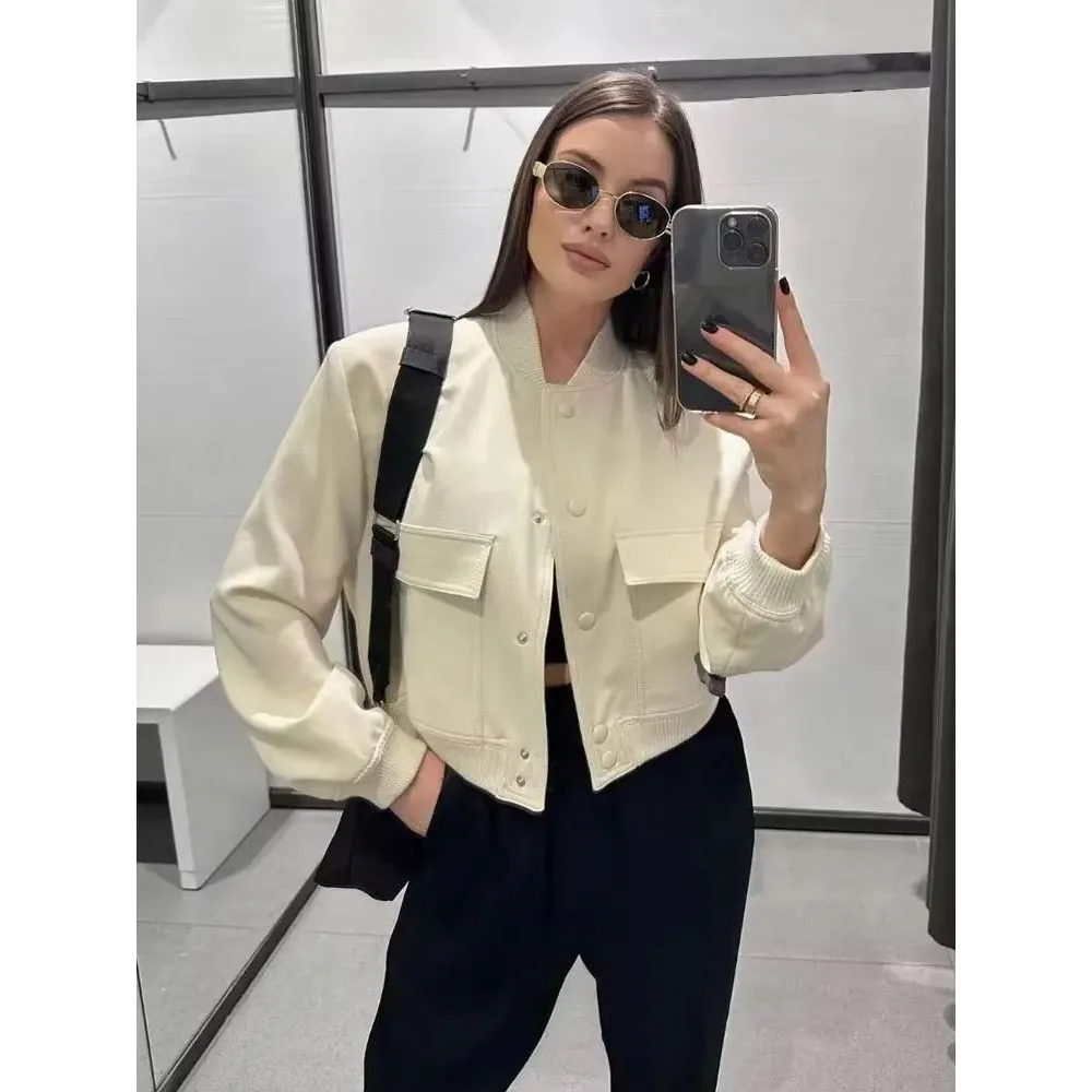 

Women's Faion Bomber Jaet with kets Vintage Long Coat Cleanfit Sle Other Material 00% Winter Collection