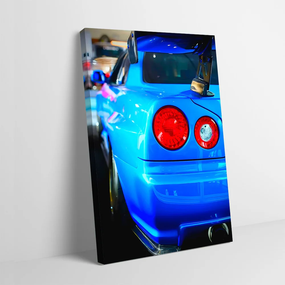 Blue Sport Car Rear View Poster Customizable Printed Canvas Painting for Pictures Wall Art Decorative Paintings Home Decor Mural