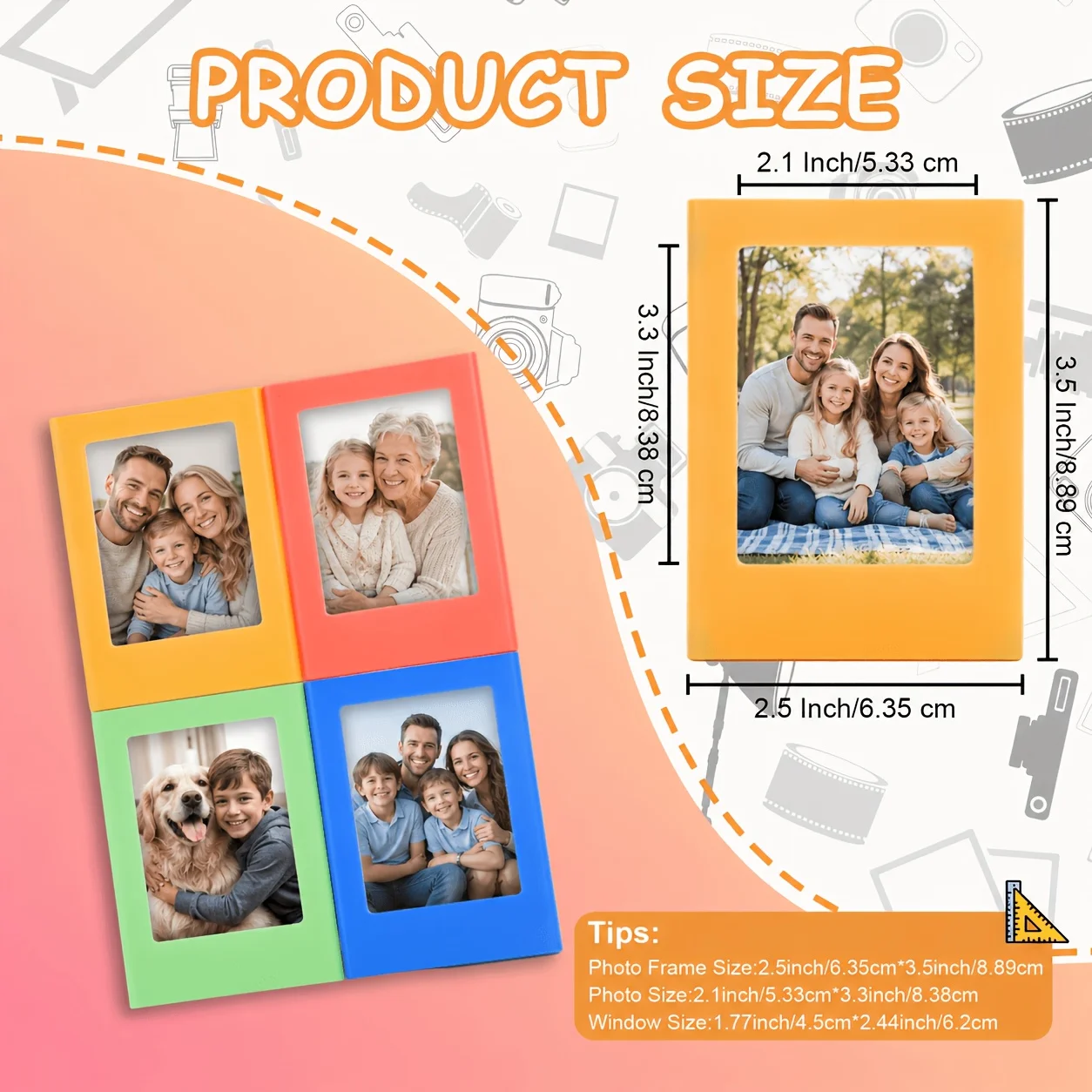 2pcs Photo frame refrigerator sticker DIY magnetic photo frame combination 3-inch color magnetic photo album