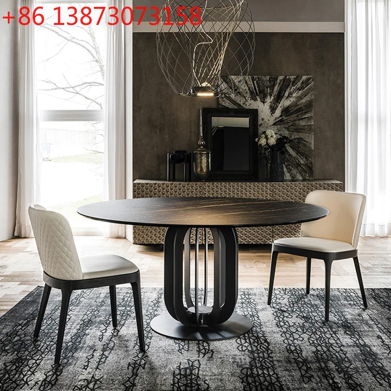 

Итальянский обеденный стол из каменной плиты, круглый современный простой бытовой обеденный стол Deli Feng, большой круглый стол из каменной плиты