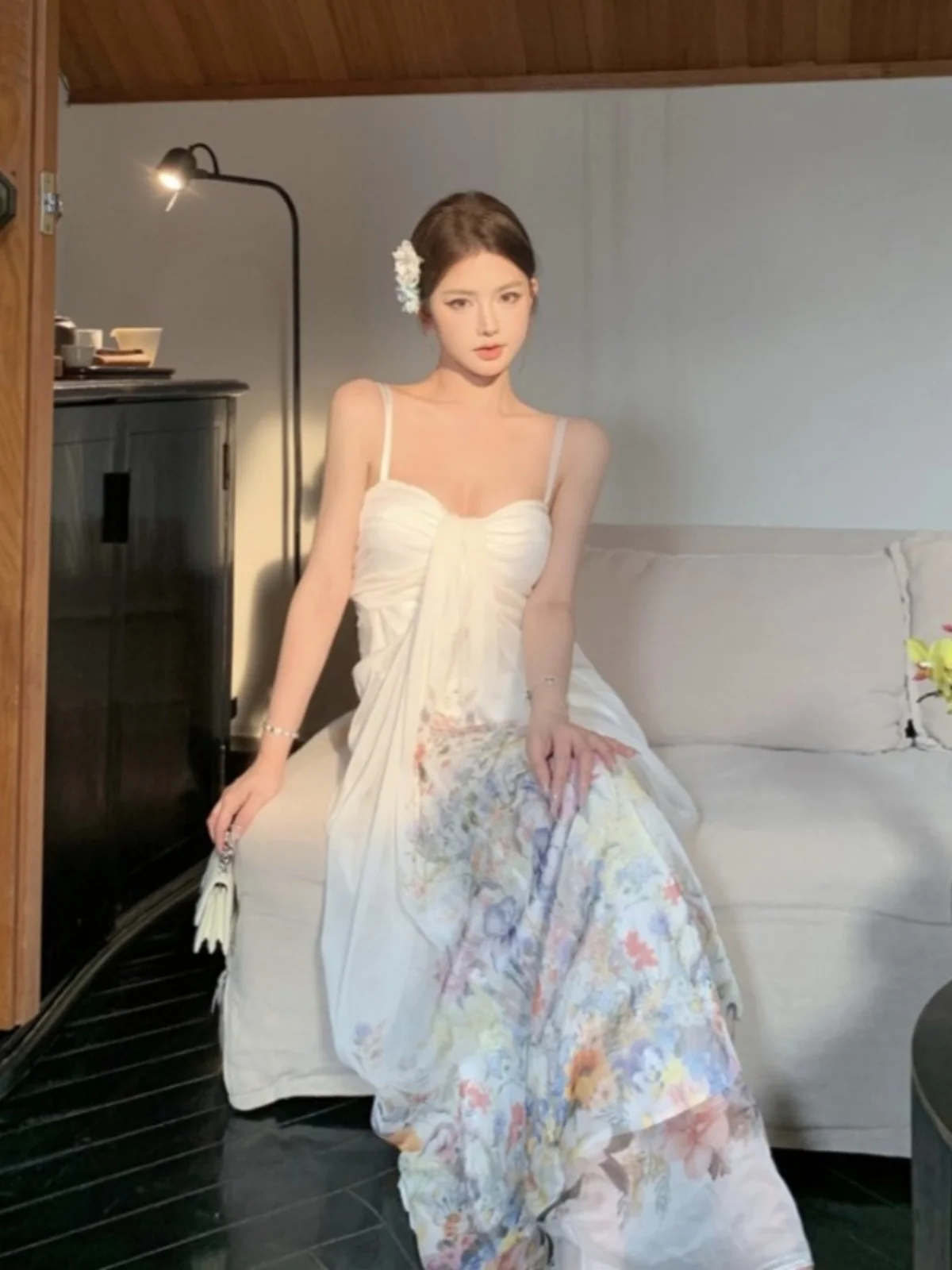 

Белое пляжное платье Ele Moonlight Strapl Dr для женщин: сексуальное, нежное, в стиле феи, для создания атмосферы на пляже, пляжная юбка