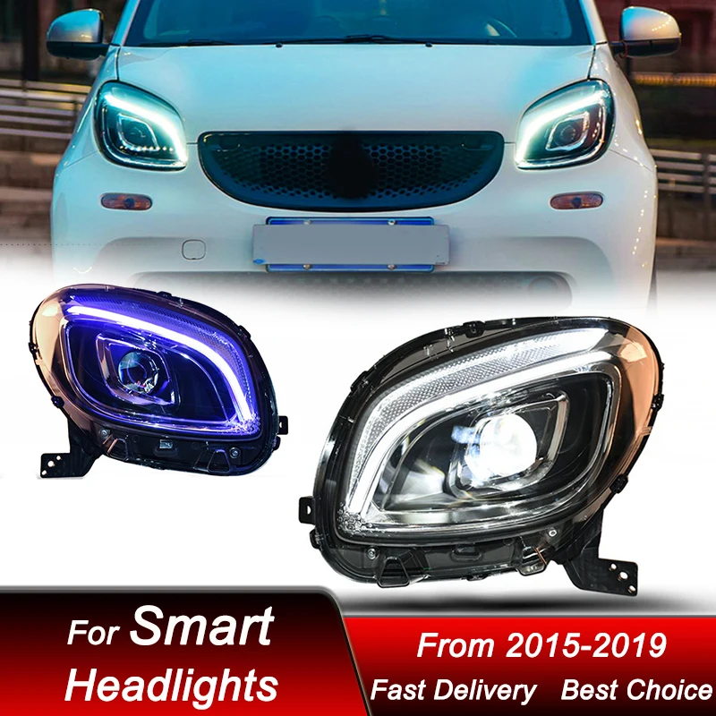 Car Headlights For Mercedes-Benz Smart 453 2015-2019 blue start full LED Auto Headlamp Assembly Projector Lens Accessories Kit