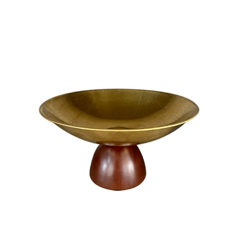 

Retro round tall fruit plate hotel model room light luxury home living room entrance coffee table desktop storage ornament