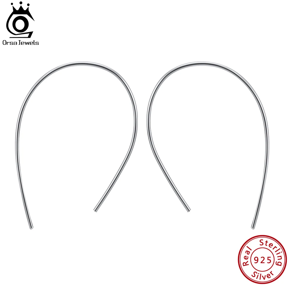 ORSA JEWELS Long Tassel Line Drop Earrings for Women 925 Sterling Silver Chain Drop Ear Line Fashion Wedding Party Jewelry EQE60
