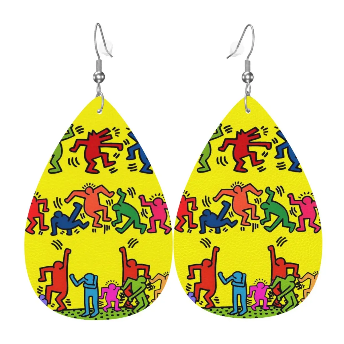 

Custom Drop Dangle Earrings Haring Leather Teardrop Earrings PVC Leather for Gifts Dainty Jewelry