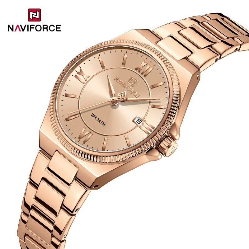 

NAVIFORCE Women's Elegant Quartz Watch 3ATM Waterproof Luxury Stainless Steel Strap Fashion Casual Dress Wristwatch for Ladies